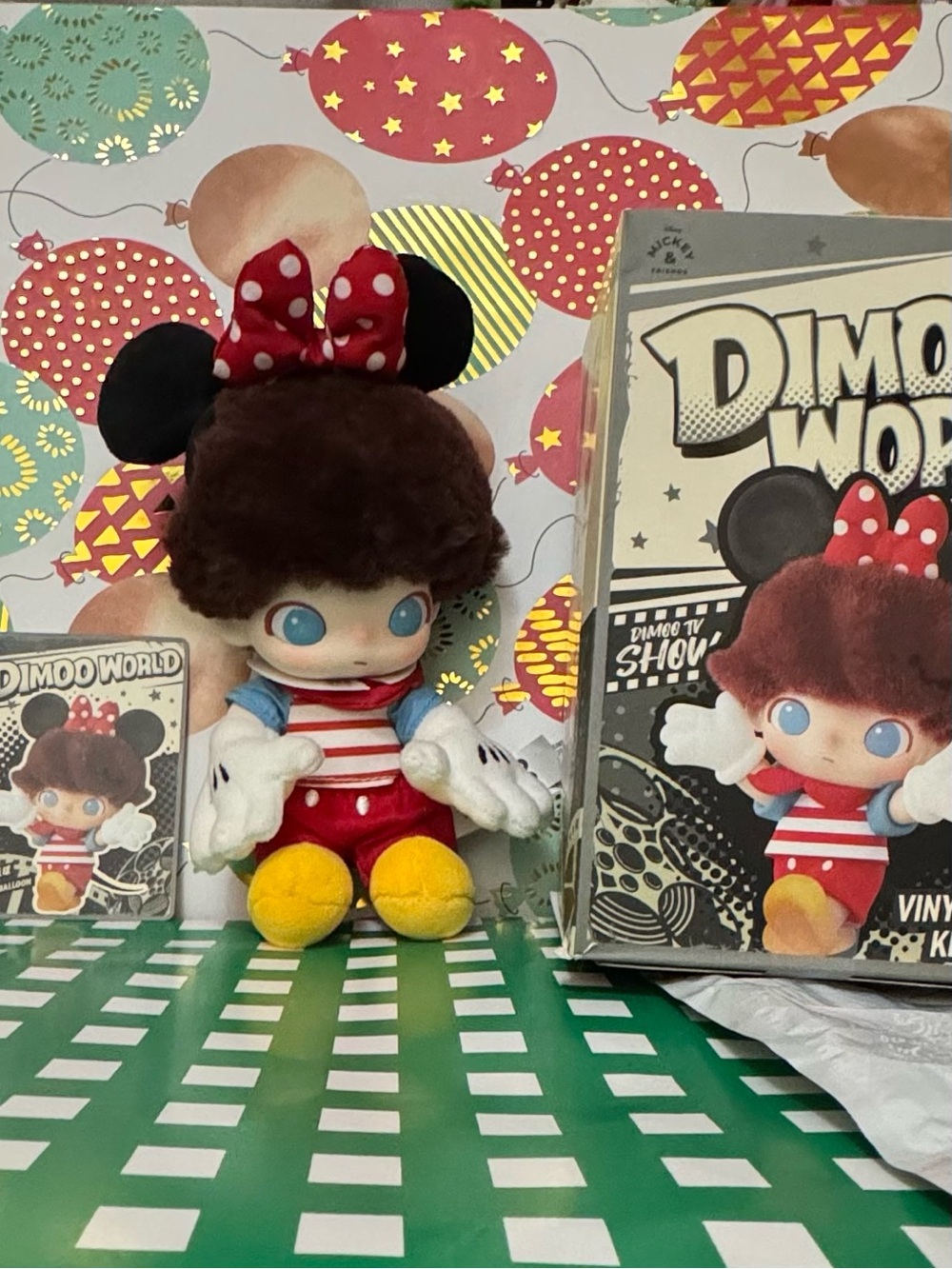 Dimoo World Vinyl Doll Plush with Minnie-style Ears and Polka Dots Bow